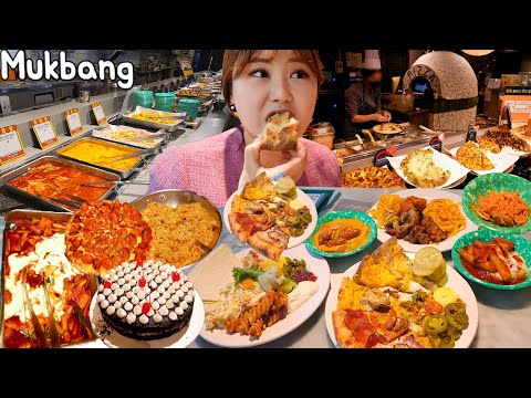 Видео: Mukbang | 11 долларов США Все, что можно съесть 10 видов пиццы, тако, паста, различные десерты
