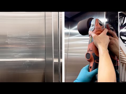 Видео: Шлифовка и полировка лифта из стали | Реставрация лифта из нержавейки