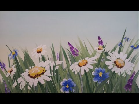 Видео: Как нарисовать ромашки гуашью