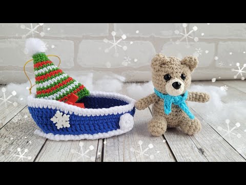 Видео: 🛷Санки вязаные крючком 👍crochet santa sleigh🛷weihnachtsdekoration basteln