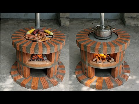 Видео: Как сделать дровяную печь 2 в 1 из красивых красных кирпичей