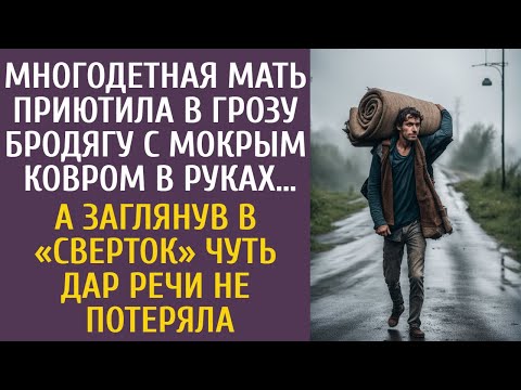 Видео: Многодетная мать приютила в грозу бродягу с ковром в руках… А заглянув в «сверток» едва не ошалела…