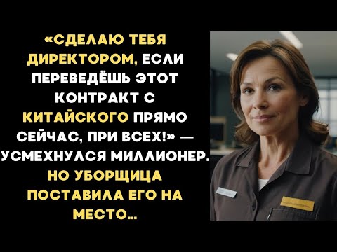 Видео: Сделаю тебя директором, если переведёшь это! — заявил миллионер. Но уборщица поставила его на место…