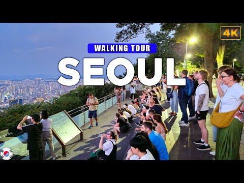 Видео: Сеул, Корея — лучшие ночные виды Сеула с горы Намсан, пешеходная экскурсия в формате 4K