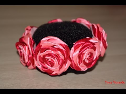 Видео: Резиночка канзаши на пучок/The elastic kanzashi on the beam