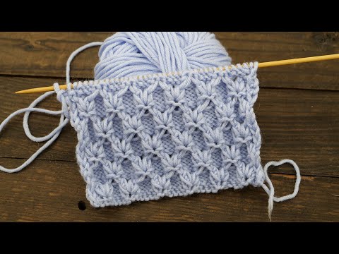 Видео: Объёмный рисунок спицами спицами 🌼 Free knitting pattern