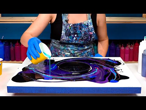 Видео: Как нарисовать черную дыру🌌Новый эффект звезд! Потрясающее галактическое искусство~Акриловая заливка