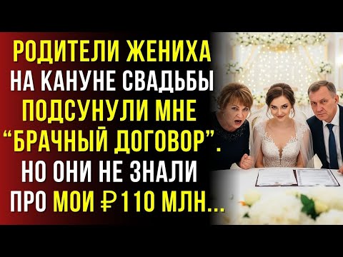 Видео: Родители жениха перед свадьбой дали мне брачный контракт… но они не знали про мои ₽110млн…