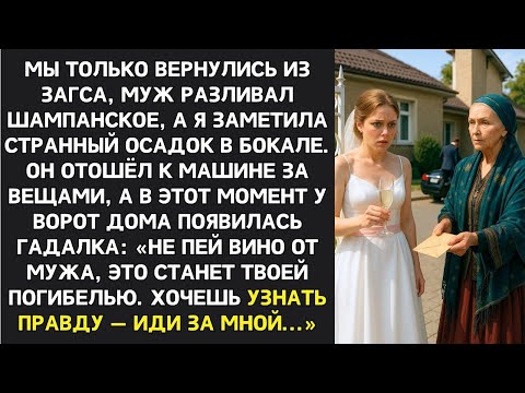 Видео: После ЗАГСа у ворот дома появилась гадалка: Не пей шампанское! Муж хочет тебя отравить ради денег!