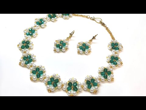 Видео: Beaded necklace/Pearl necklace/Жемчужное ожерелье/Жемчужное колье/Изумрудное колье/Бисер/DIY/Neckace