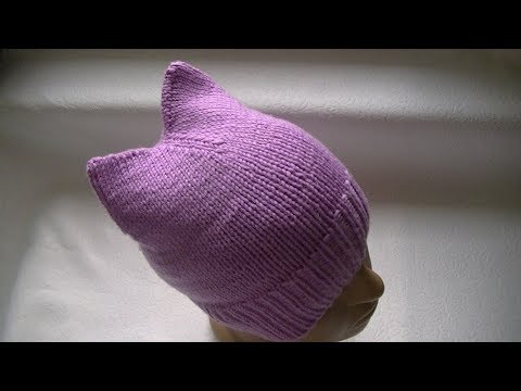 Видео: Вязание шапки с ушками.Knitting a hat with ears (cat's ears)