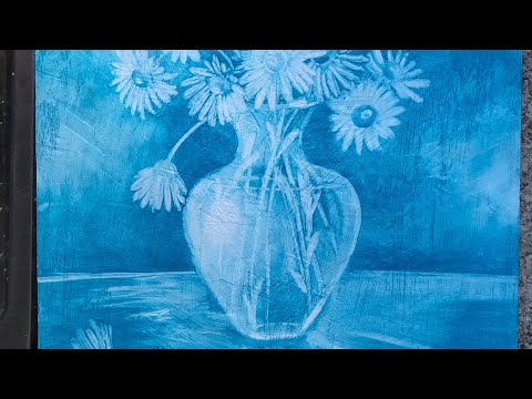 Видео: Oil painting flowers chamomile Как написать Ромашки в  жидкое масло