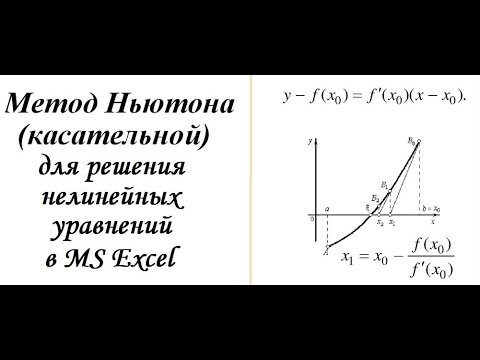 Видео: Метод Ньютона для решения нелинйеных уравнений в MS Excel