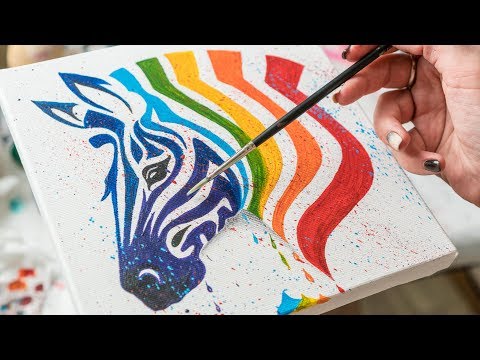 Видео: Цветная Радужная Зебра - Рисование акрилом / Homemade Illustration (4k)