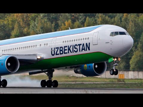 Видео: Как узбеки садились в Москве. Кто лучше притёр? Boeing 757, 767, 787 / Аэропорт Домодедово 2021