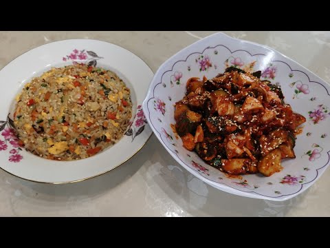 Видео: БОКУМБАБ - жаренный варёный рис с овощами, ОИМУЧИМ - салат из огурцов.