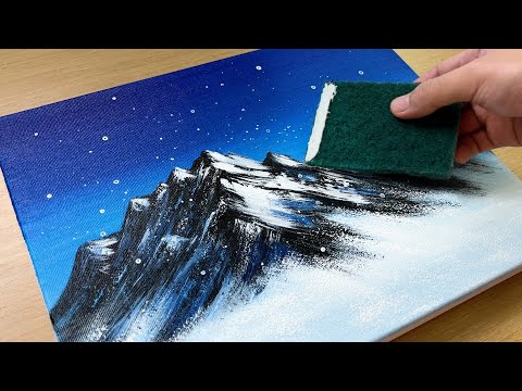 Видео: Как нарисовать заснеженные горы / Техника рисования акрилом