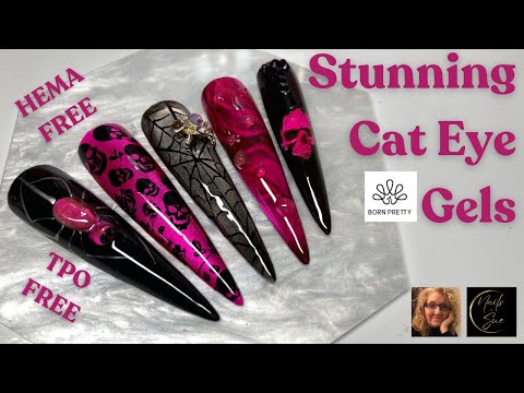 Видео: Потрясающие образцы Born Pretty Glass Cat Eye + Дизайн ногтей на Хэллоуин🎃💅✨