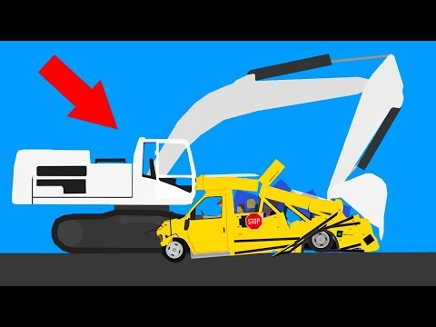 Видео: САМАЯ СТРАШНАЯ АВАРИЯ! ШКОЛЬНЫЙ АВТОБУС С УЧЕНИКАМИ ПРОТИВ ЭКСКАВАТОРА! СИМУЛЯТОР РАЗРУШЕНИЯ МАШИН