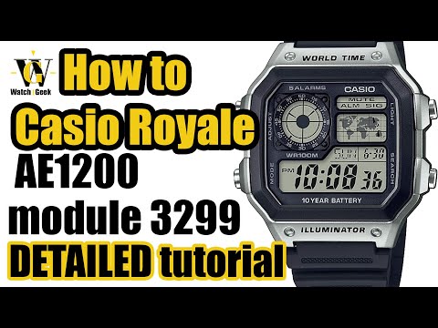 Видео: Casio Royale AE1200 - модуль 3299 - руководство пользователя по настройке и использованию ВСЕХ фу...