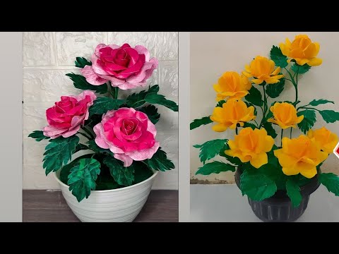 Видео: Как сделать розы из полиэтиленовых пакетов - идеи цветочных поделок