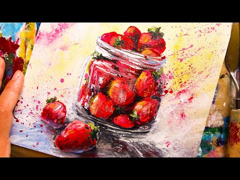 Видео: КЛУБНИКА |Рисуем объем, стекло🍓