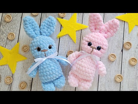 Видео: 🐰ЗАЙКА, КРОЛИК  ВЯЗАНЫЙ КРЮЧКОМ ИЗ ПЛЮШЕВОЙ ПРЯЖИ🐇crochet bunny💕Häkelhase
