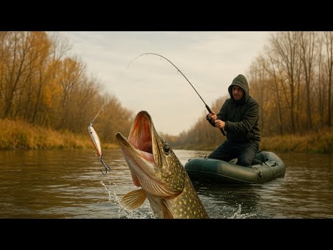 Видео: Название:Осеннее блеснение щуки с лодки | Тихая рыбалка среди золотых берегов.