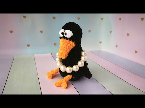 Видео: 🐦 Ворона вязаная крючком - Crow crochet pattern