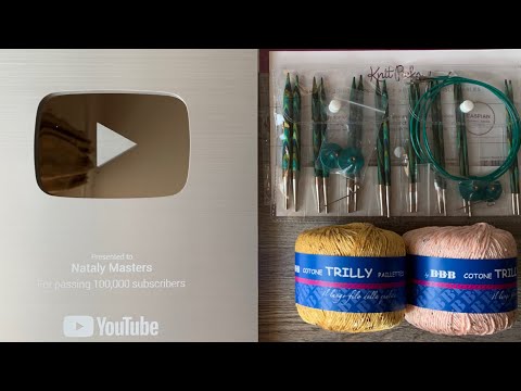 Видео: Кнопка YouTube / Спицы Knit Picks / Хлопок с пайетками / Еженедельный розыгрыш пряжи 🎁