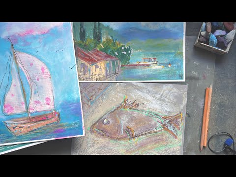 Видео: Масляная пастель и gel plate 