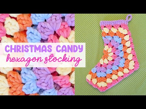 Видео: Рождественский чулок с конфетами GRANNY HEXAGON (так мило и просто!)