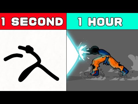 Видео: Анимация Stickman DRAGON BALL 1 секунда против 1 часа @flipaclip