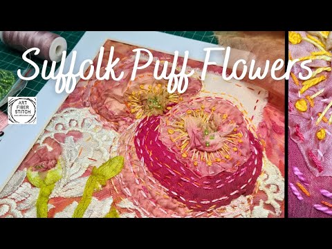 Видео: Медленная вышивка по текстилю стежками от Suffolk Puffs или Yo-Yo Flowers. #ремесло #искусство #т...