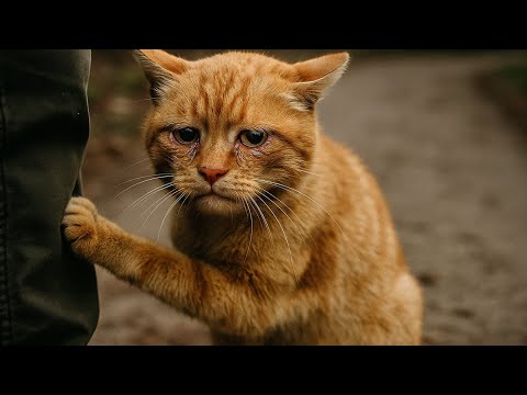Видео: Дрожащая кошка подошла к людям… И то, как она заплакала после еды — разбивает сердце