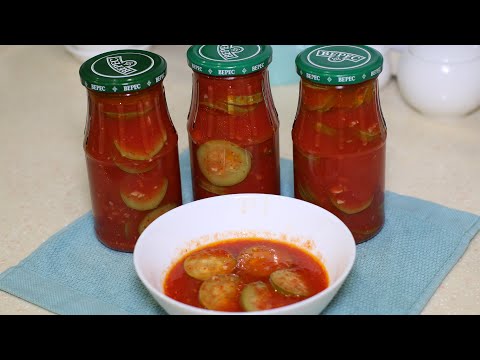 Видео: Эти кабачки едим всю зиму, все кто пробовал просят рецепт. Кабачки в томате.