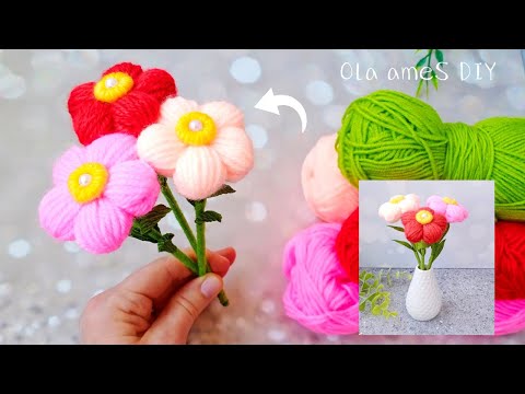 Видео: ❤️🧶 Сделала Очень Просто Красивые Цветы из Пряжи - Интересная Идея которая Вам Понравится- Рукоделие