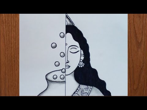 Видео: Рисунок Лакшми Маты / Как нарисовать Лакшми Мату в пол-лица, легко и пошагово / Рисунок Дхантераса