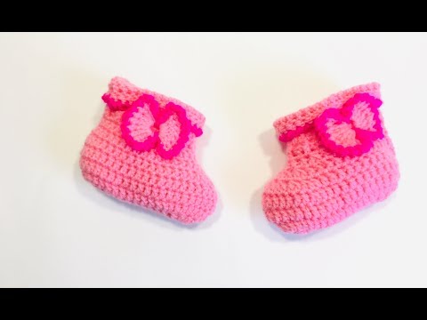 Видео: Очень простой способ вязания пинетки крючком/A very simple way to crochet booties