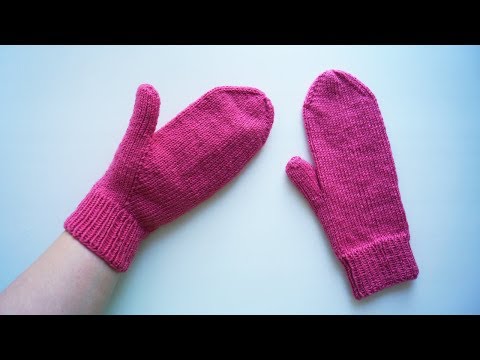 Видео: Варежки спицами. Палец индийским клином. Подробный МК. How to knitt a mittens