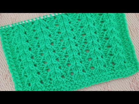 Видео: Ещё один очень лёгкий ажурный узор спицами.