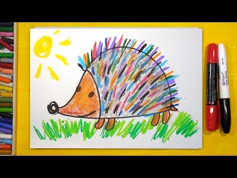 Видео: Как нарисовать цветного Ёжика, Урок рисования для детей от 3 лет
