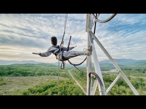 Видео: Промышленный альпинизм. Пескоструйные работы.