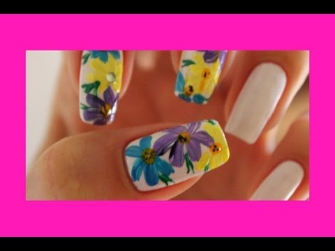 Видео: Рисуем на ногтях цветочки акриловой краской / Drawing on the nails flowers acrylic paint