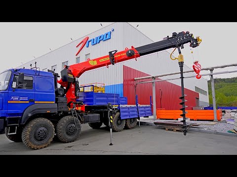 Видео: Бортовой Урал 8х8 с КМУ ИТ 200 с оцинкованной платформой производства завода ГИРД