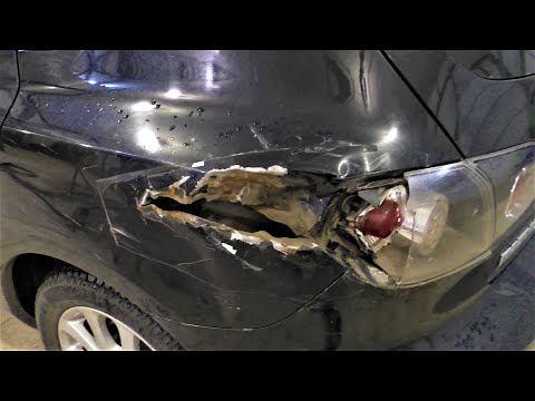 Видео: мазда 3 ремонт  разорванного крыла