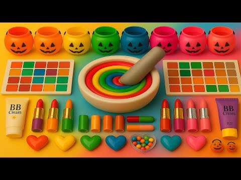 Видео: ASMR DIY слайм видео 🎃 Радужный хэллоуинский слайм с косметикой, тенями, уходом и блёстками