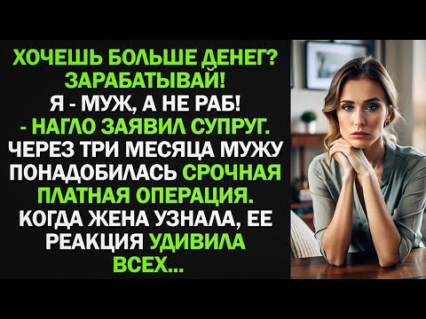 Видео: Хочешь больше денег？ Зарабатывай! Я - муж, а не раб! Через три месяца мужу понадобилась срочная...