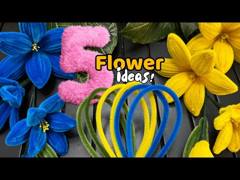 Видео: Невероятно просто! 😍 5 УДИВИТЕЛЬНЫХ цветов ручной работы из ершиков для чистки труб и стеблей синели