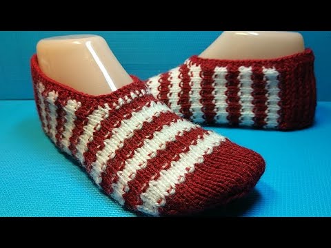 Видео: Цветные тапочки без швов/ Удобные следки/ Мастер класс #692